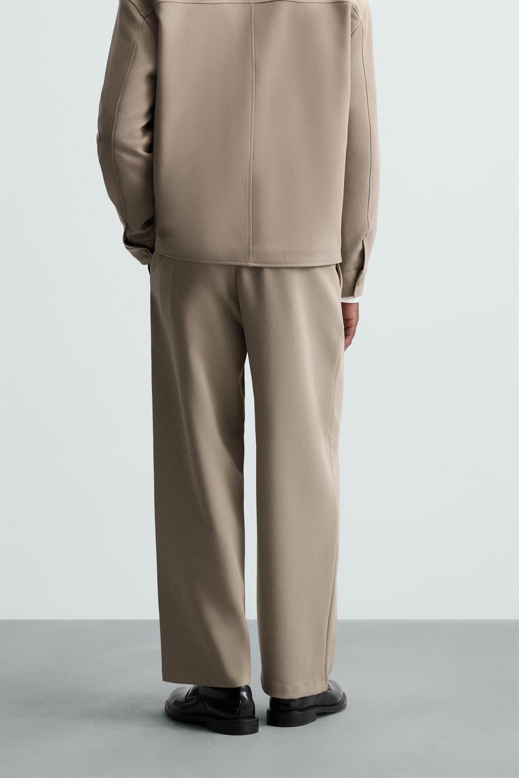 ZARA RELAXED FIT PLEATED TROUSER _beige