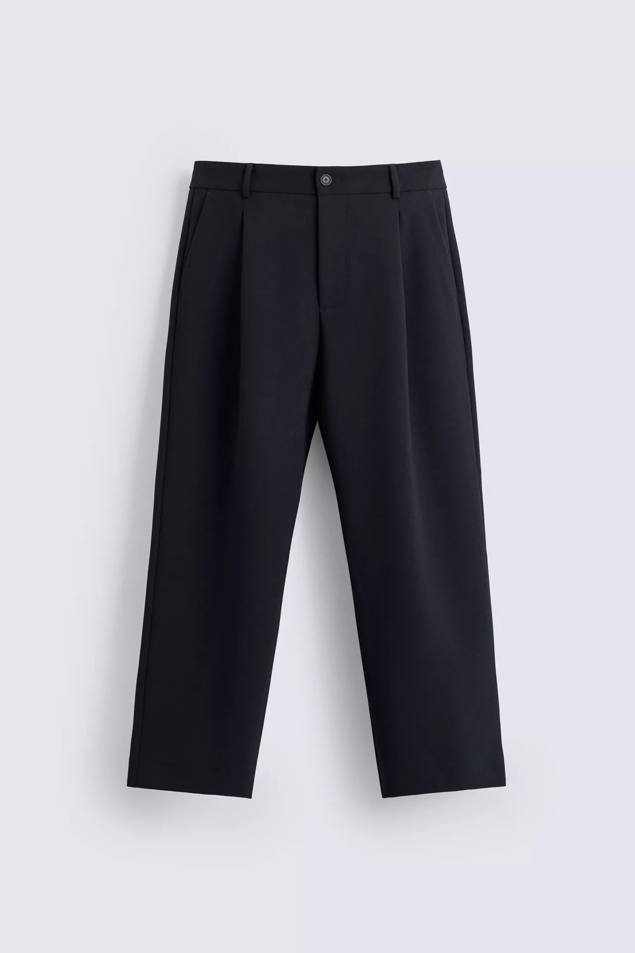 ZARA RELAXED FIT PLEATED TROUSERS_IN NAVY BLUE