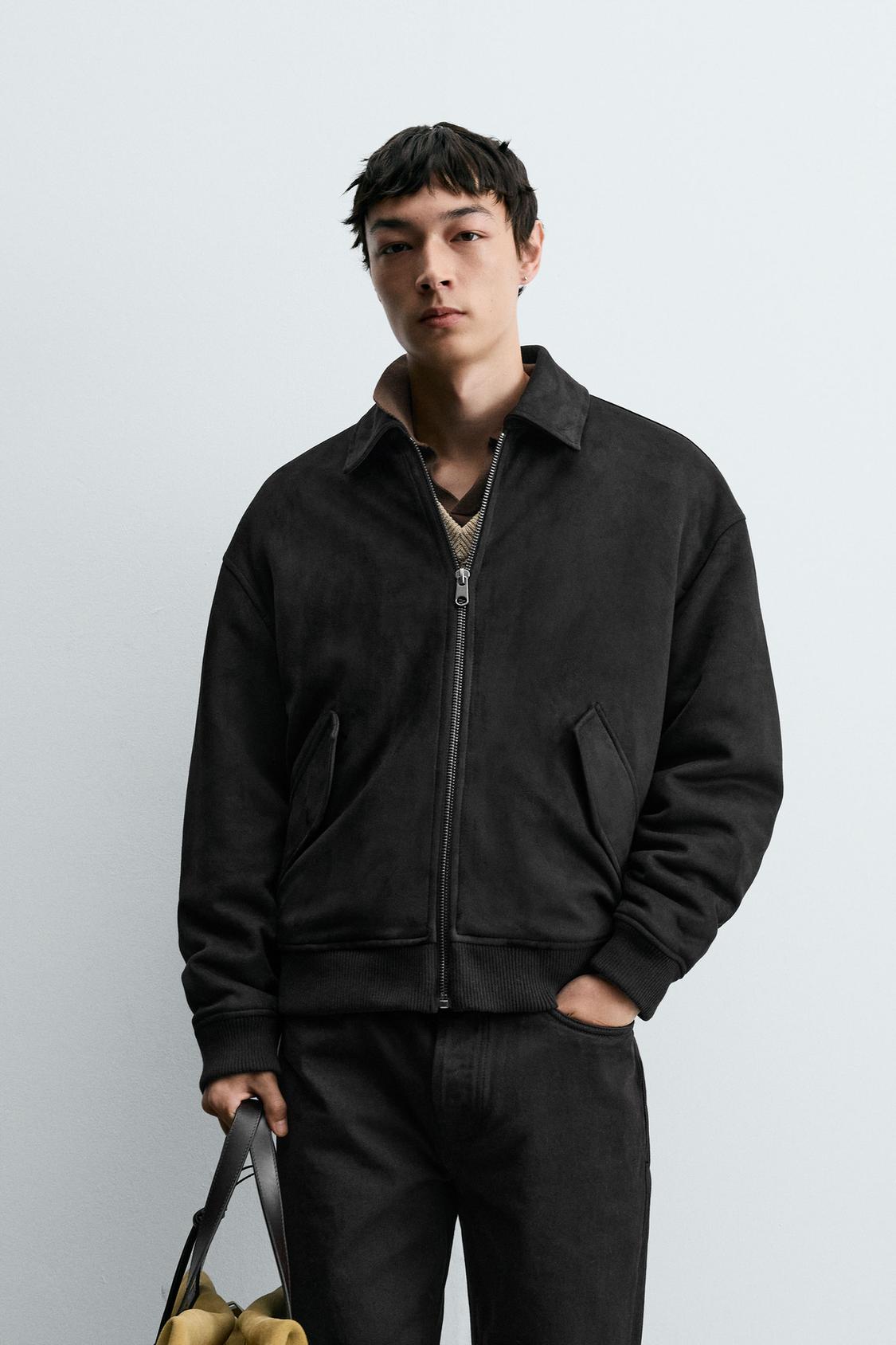 FAUX SUEDE QUILTED JACKET