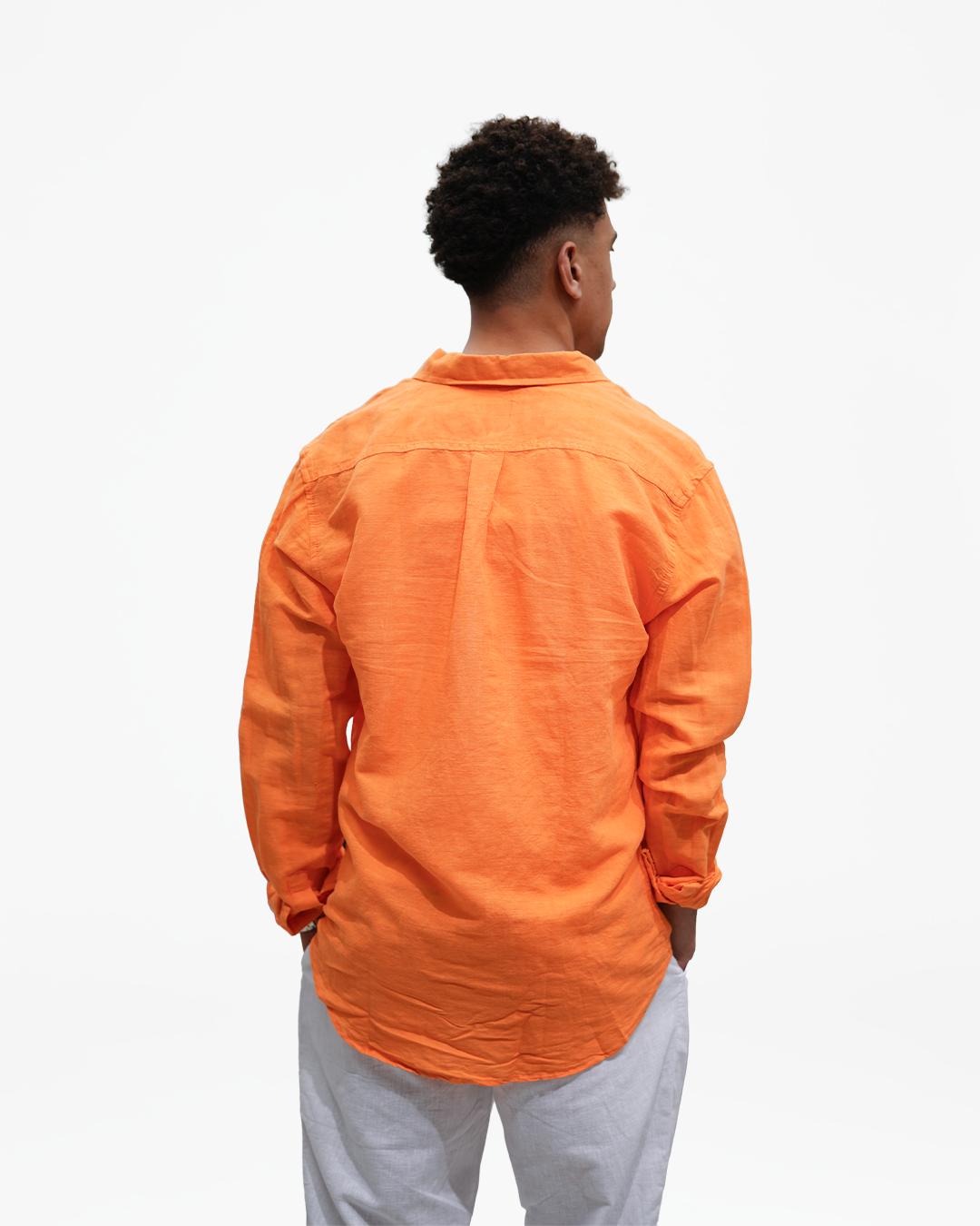 linen orange shirt