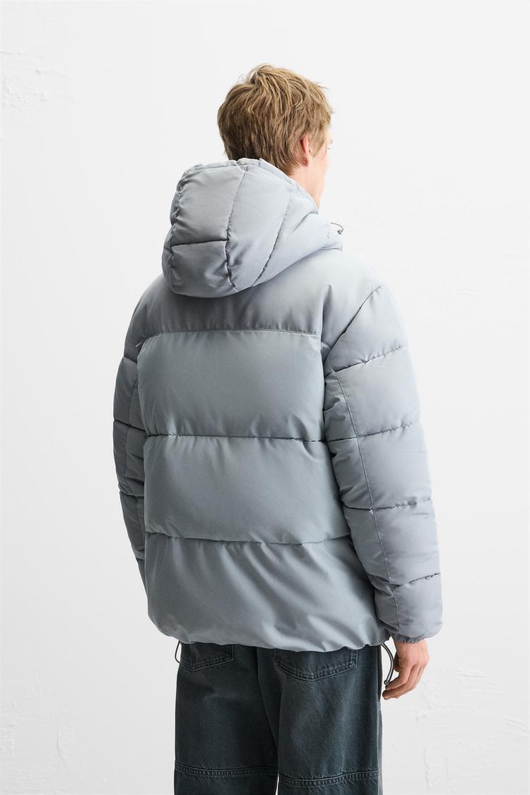 Zara men's puffy hooded jacket