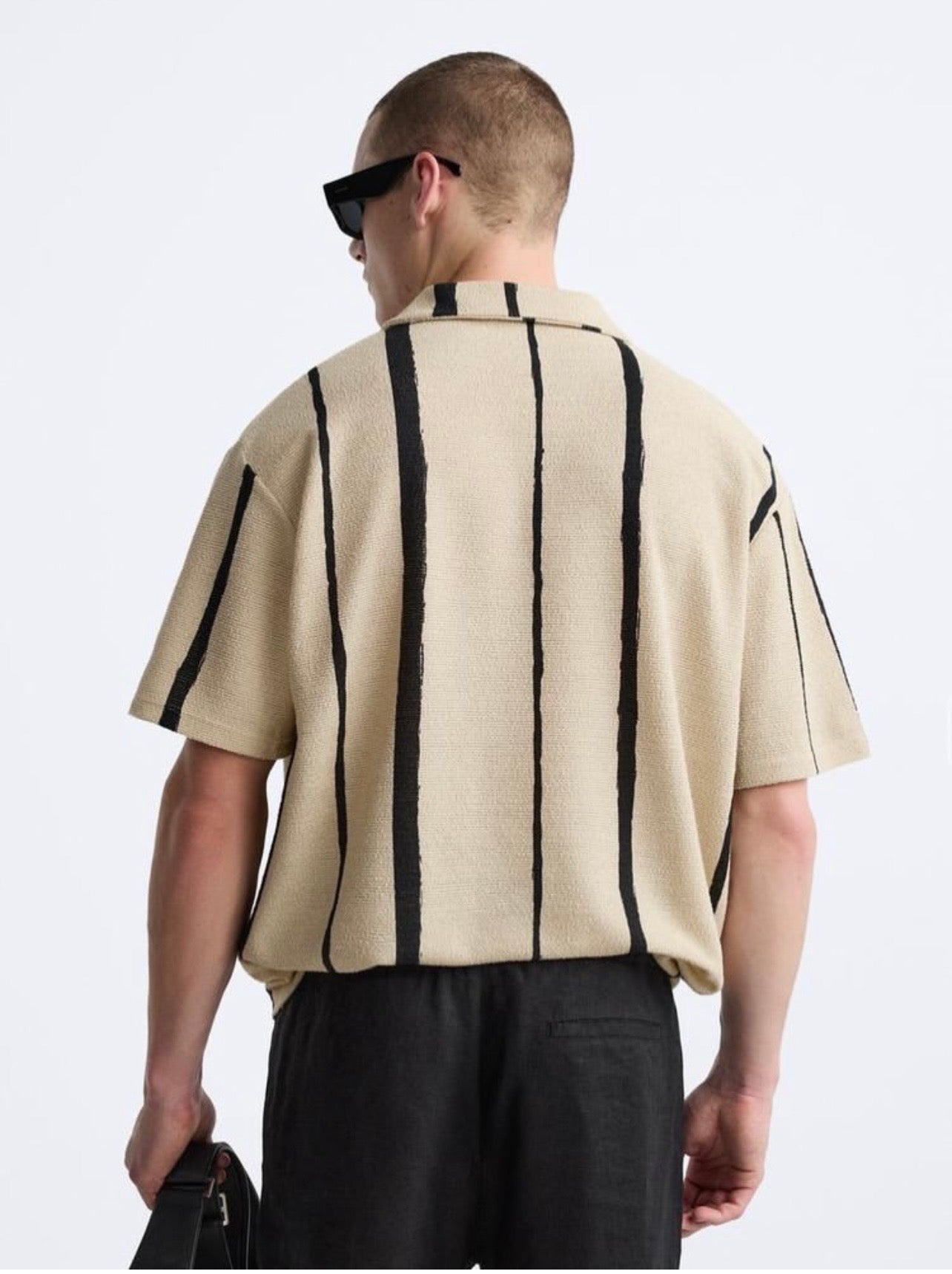 ZARA STRIPED KNIT POLO T-SHIRT