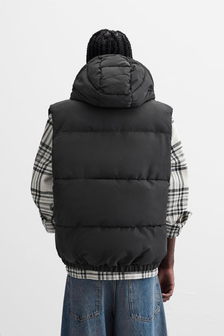 Zara vest with hood in black