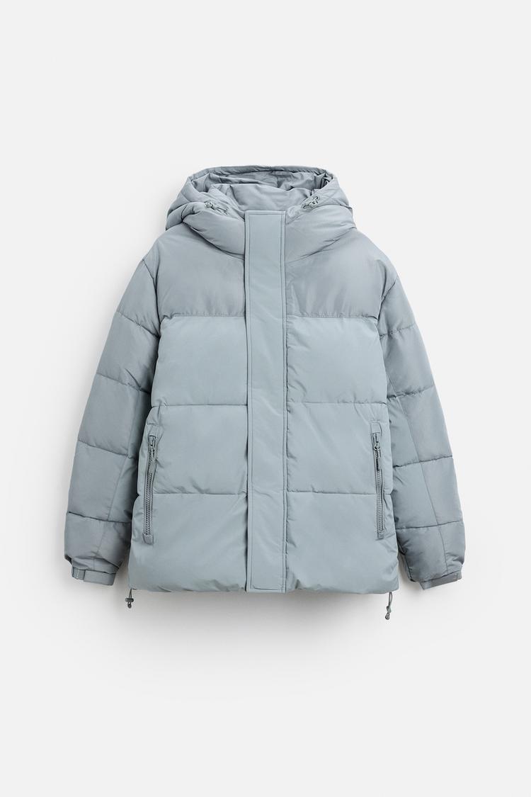 Zara men's puffy hooded jacket