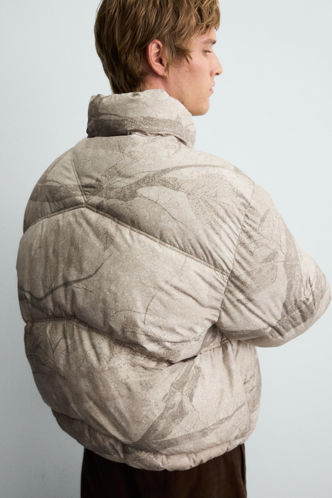 ZARA ABSTRACT PRINT PUFFER JACKET