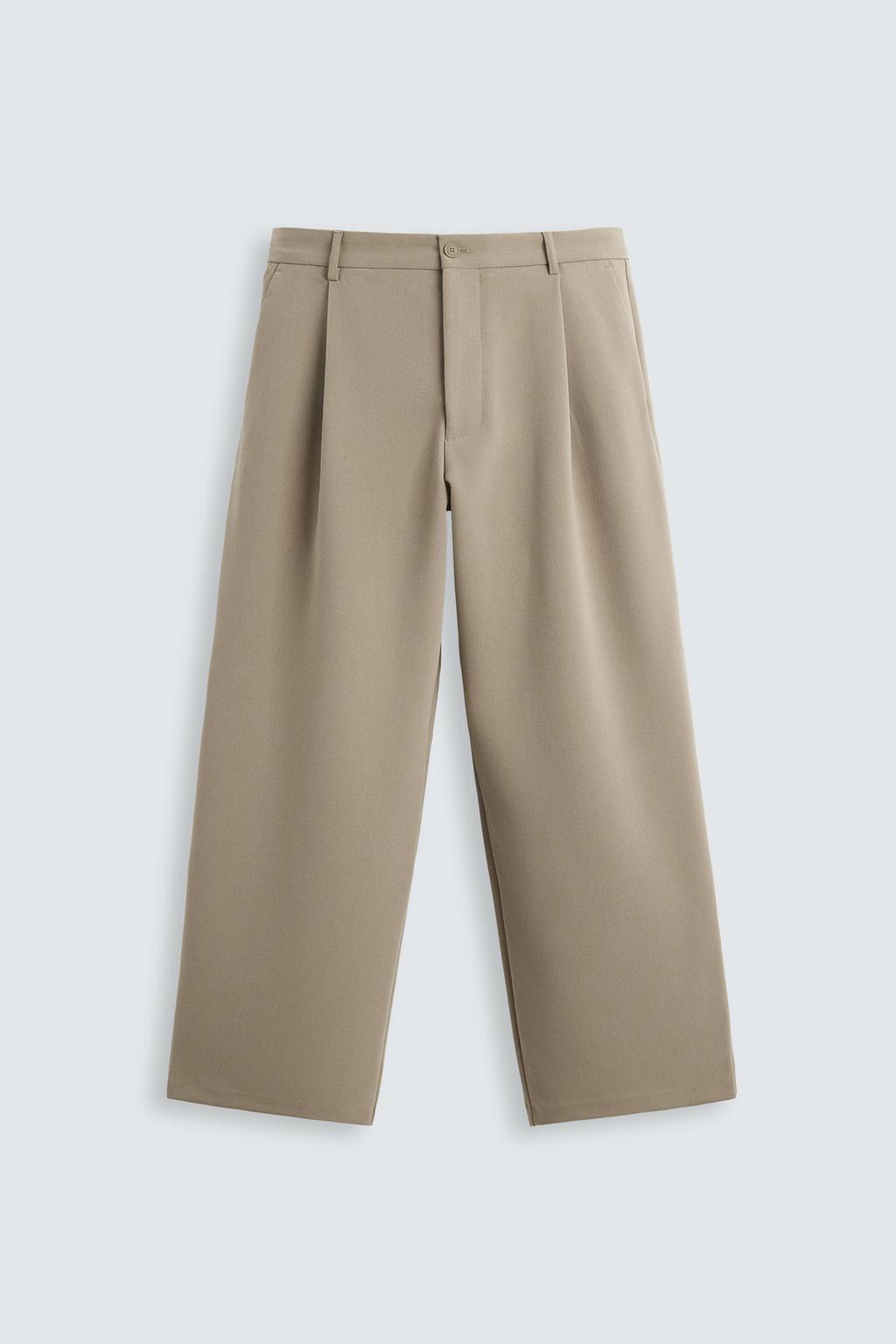 ZARA RELAXED FIT PLEATED TROUSER _beige