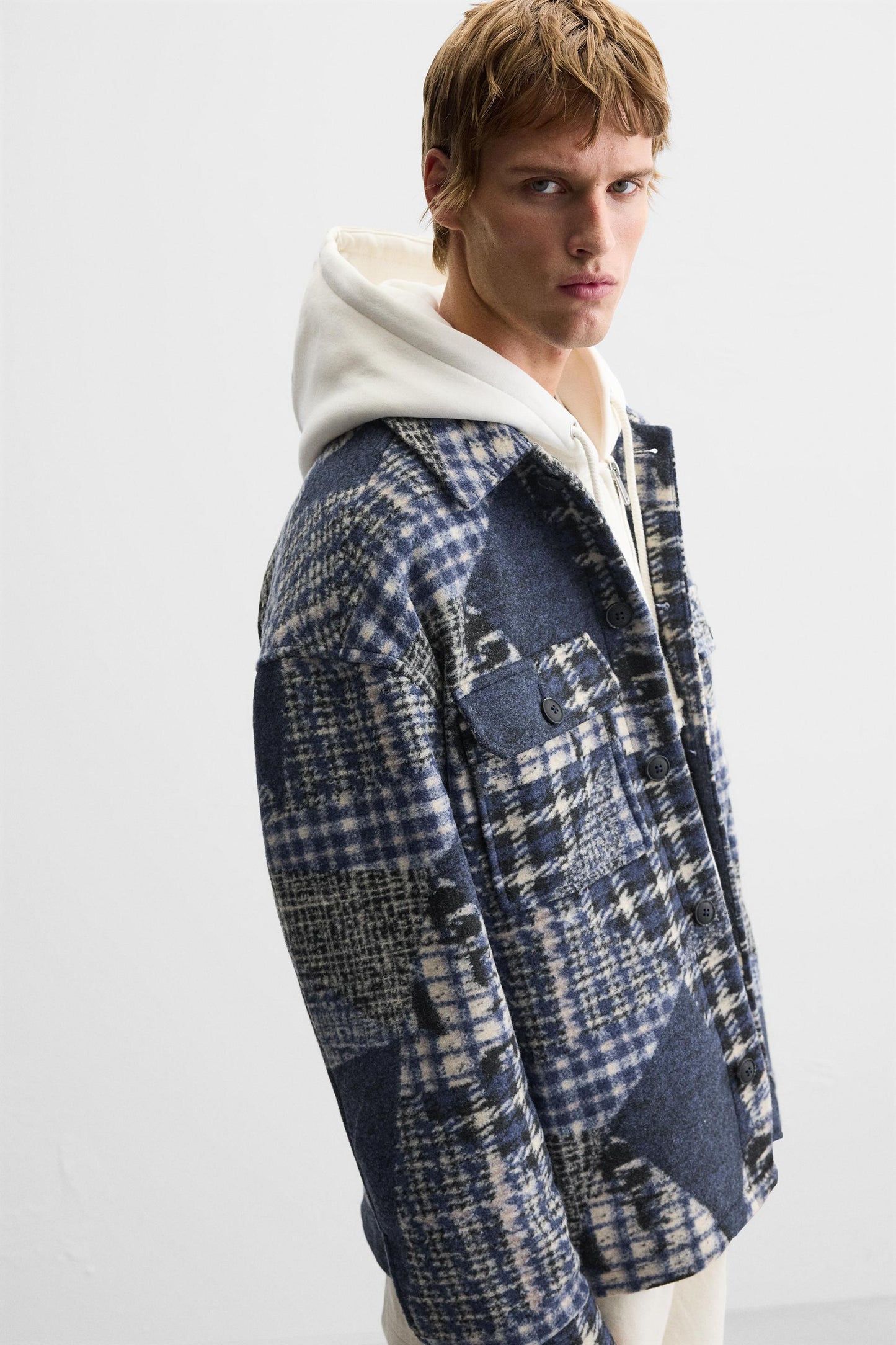 Zara patchwork shirt jacket