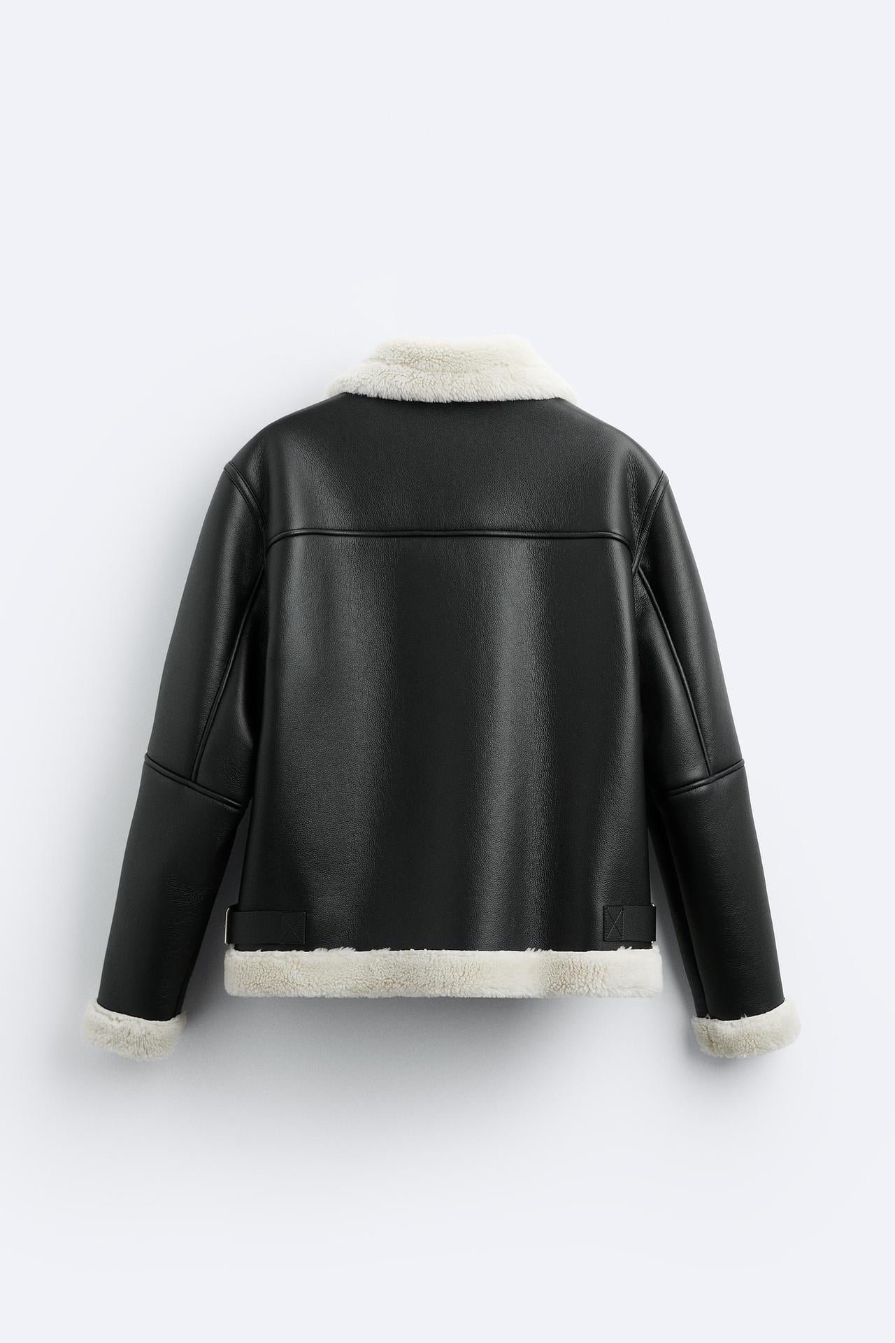 Jacket zara leather&fur Balck