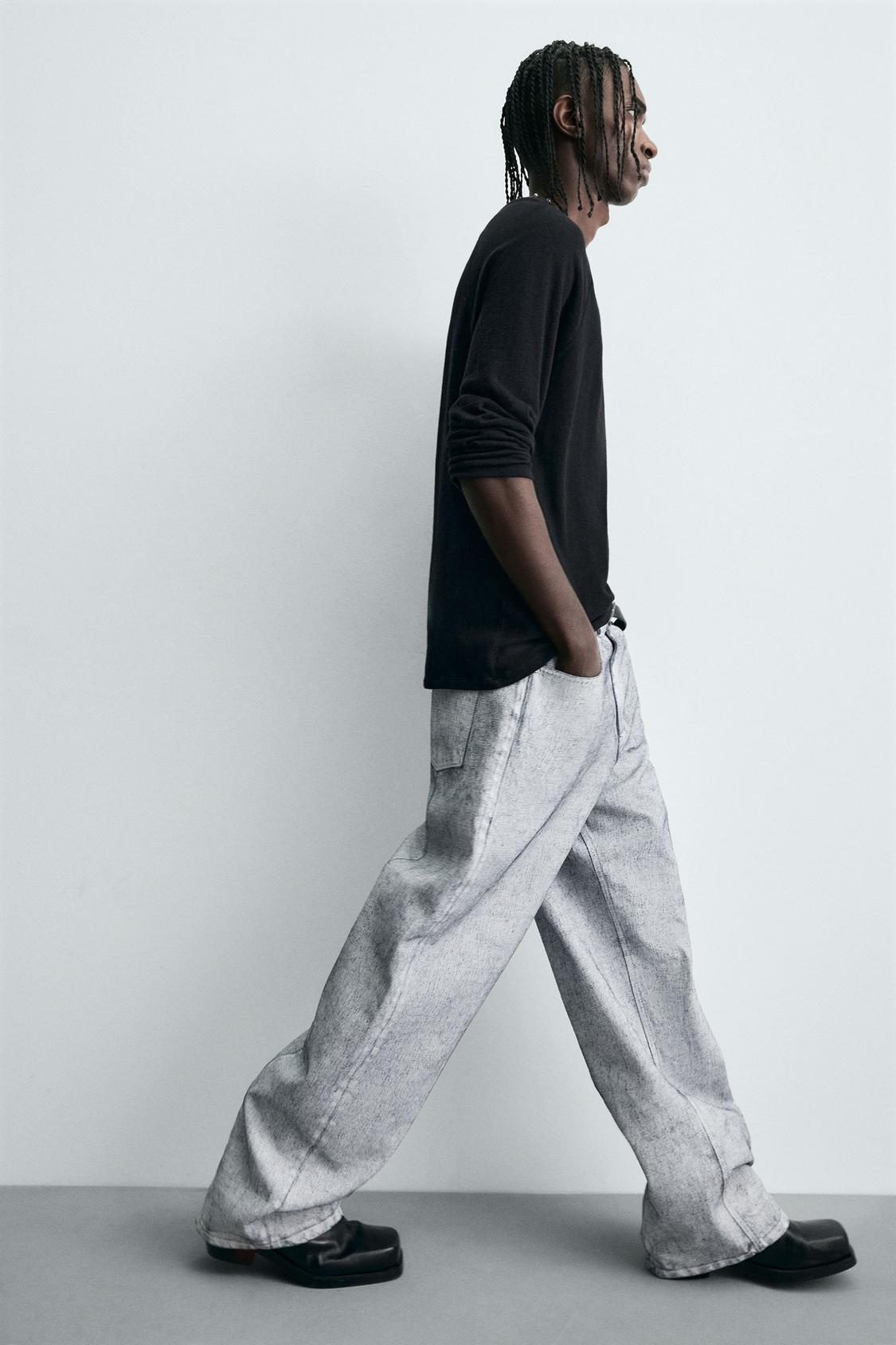 ZARA WAXED FINISH BAGGY FIT JEANS