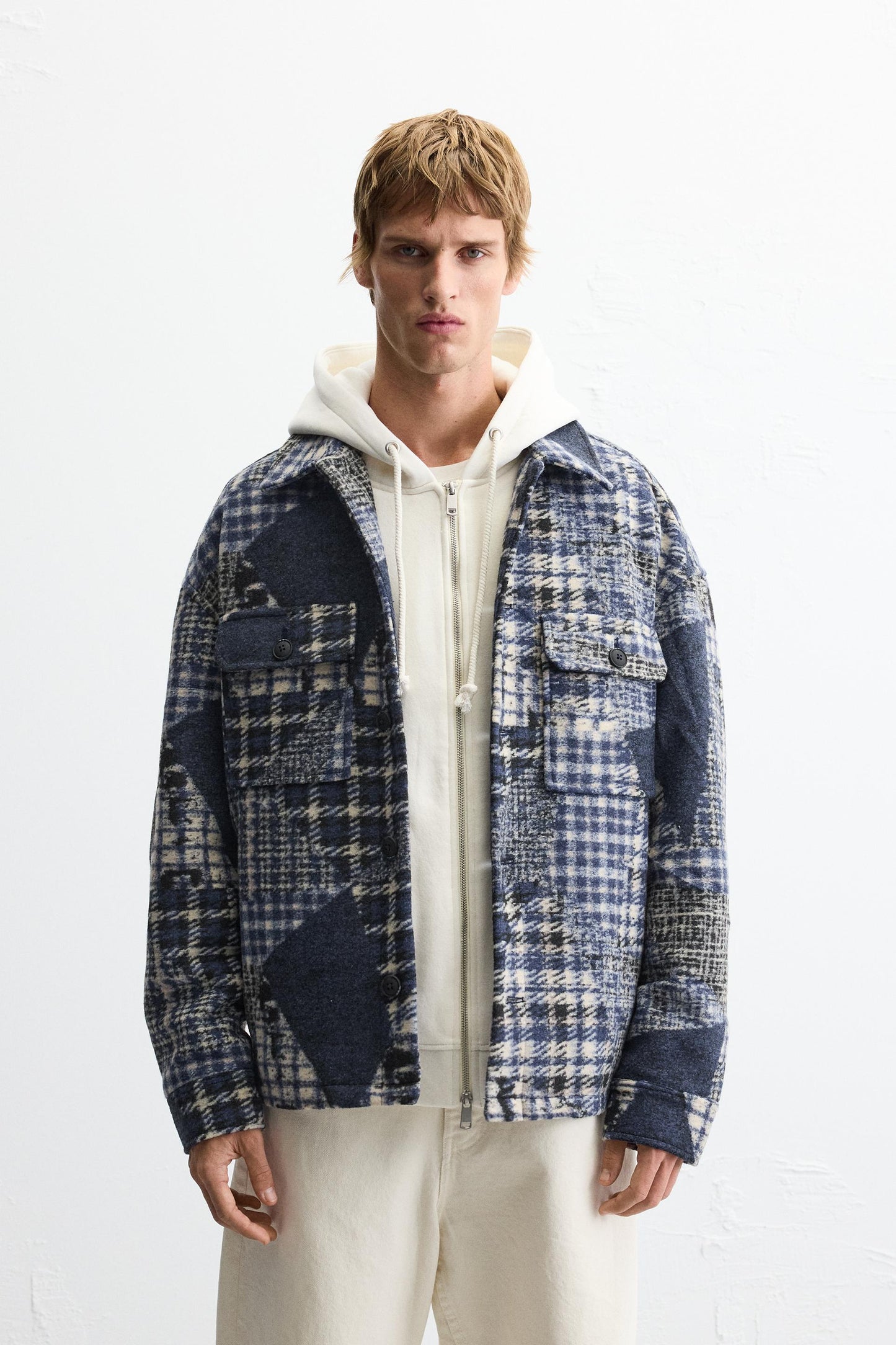 Zara patchwork shirt jacket