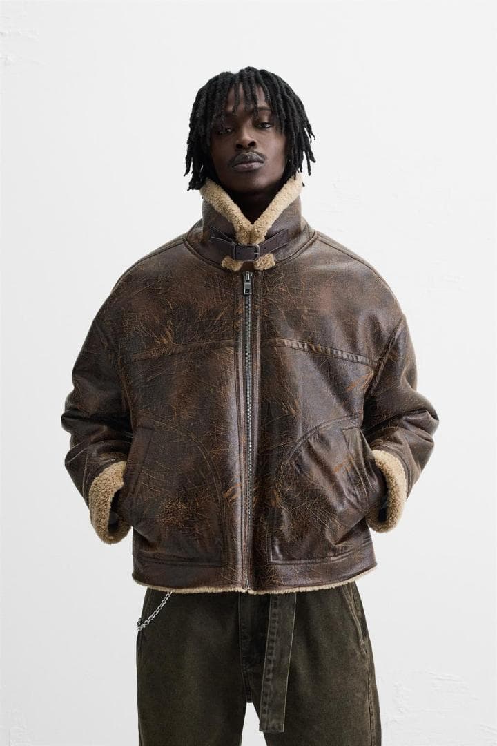 ZARA LEATHER DOUBLE FACED JACKET