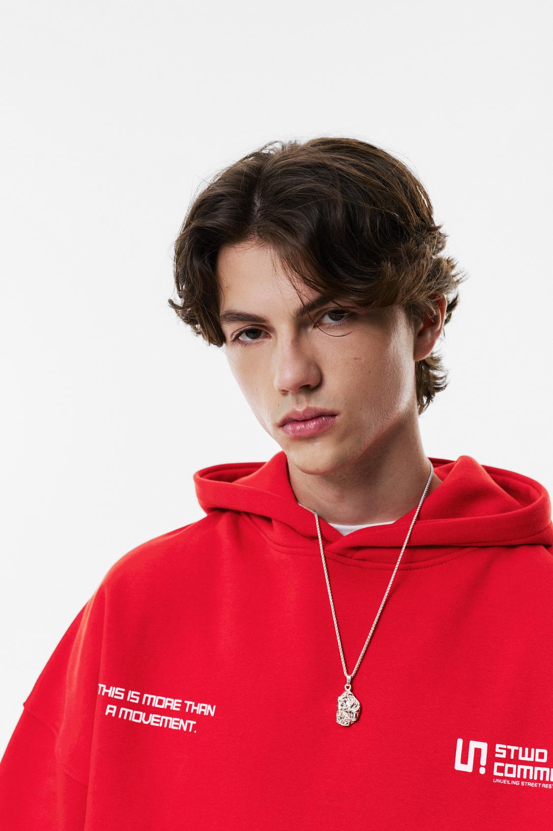 Pull&Bear Stwd hoodie in red