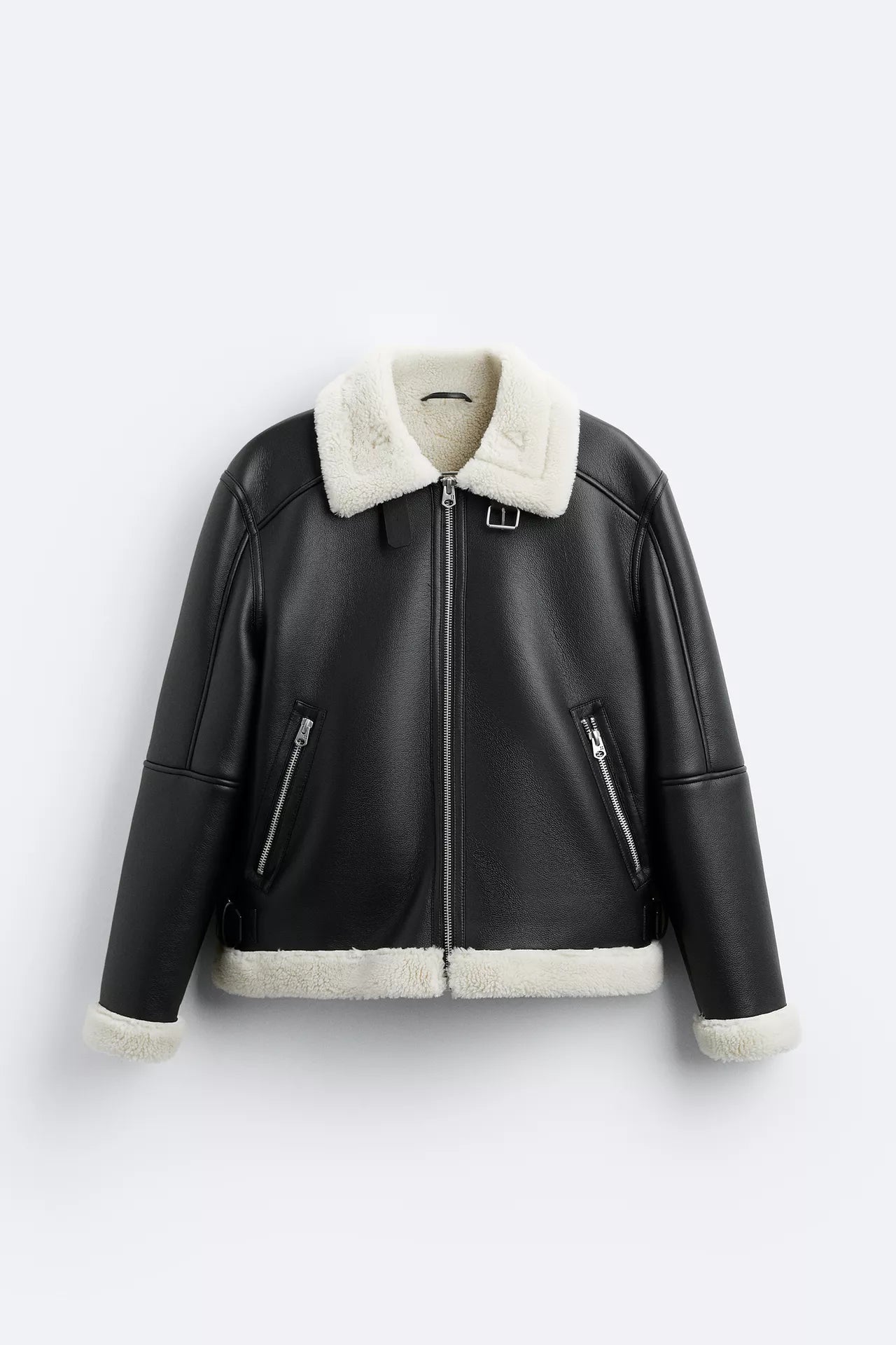 Jacket zara leather&fur Balck