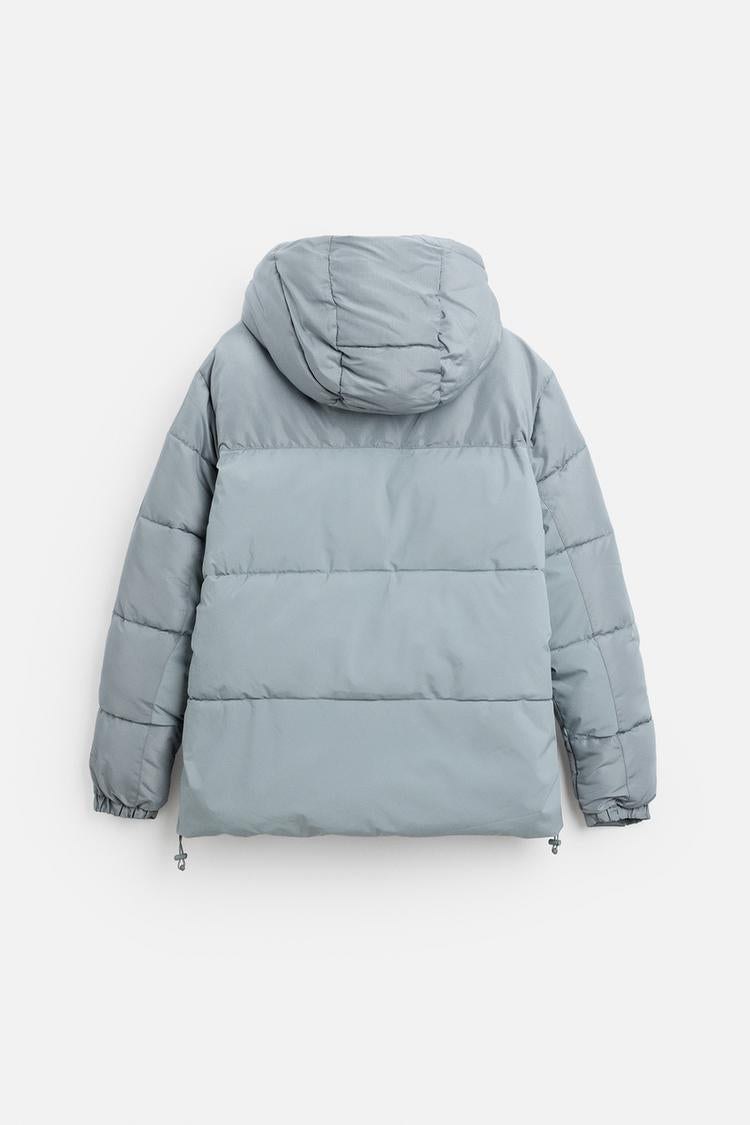 Zara men's puffy hooded jacket
