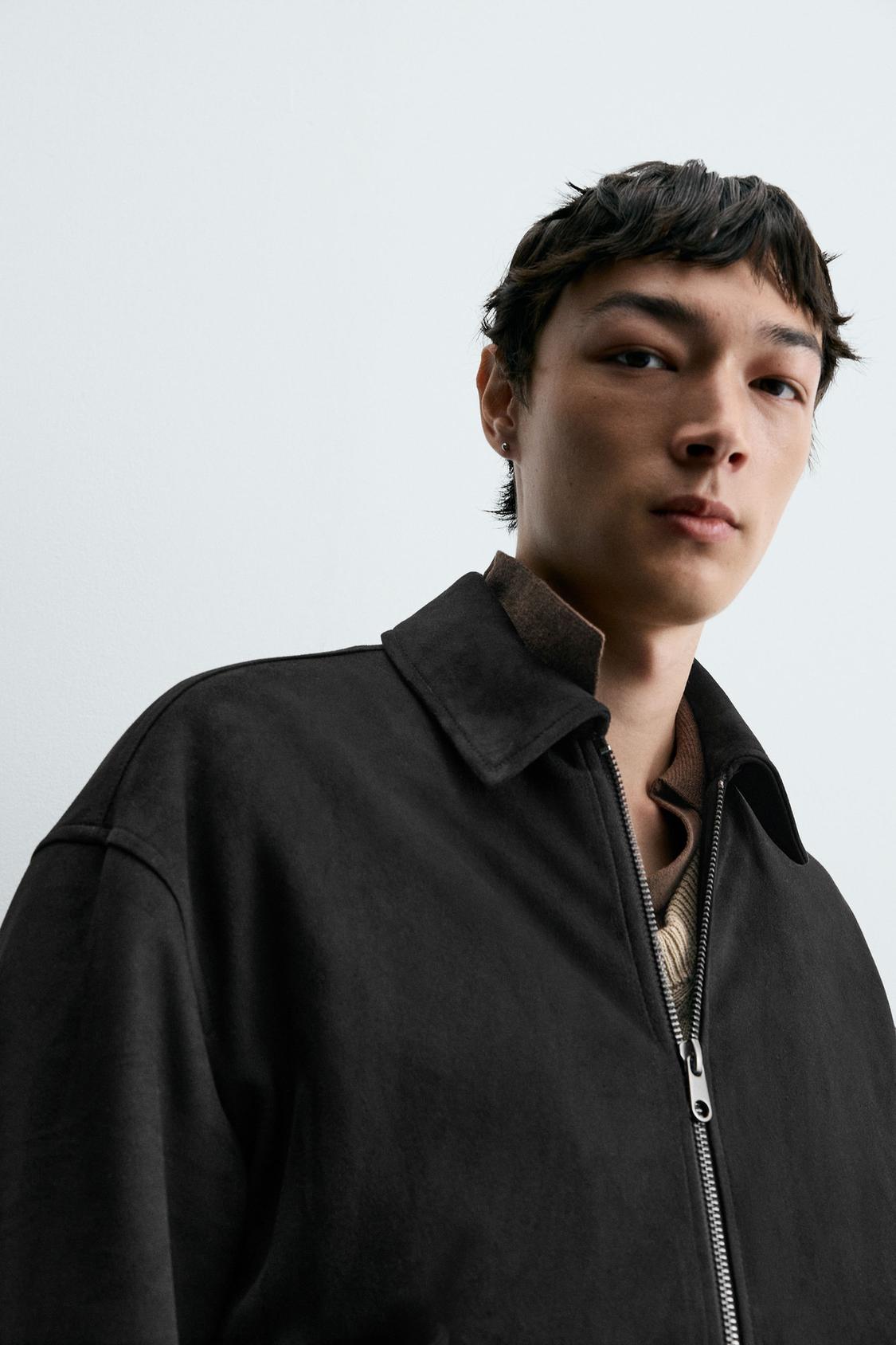 FAUX SUEDE QUILTED JACKET