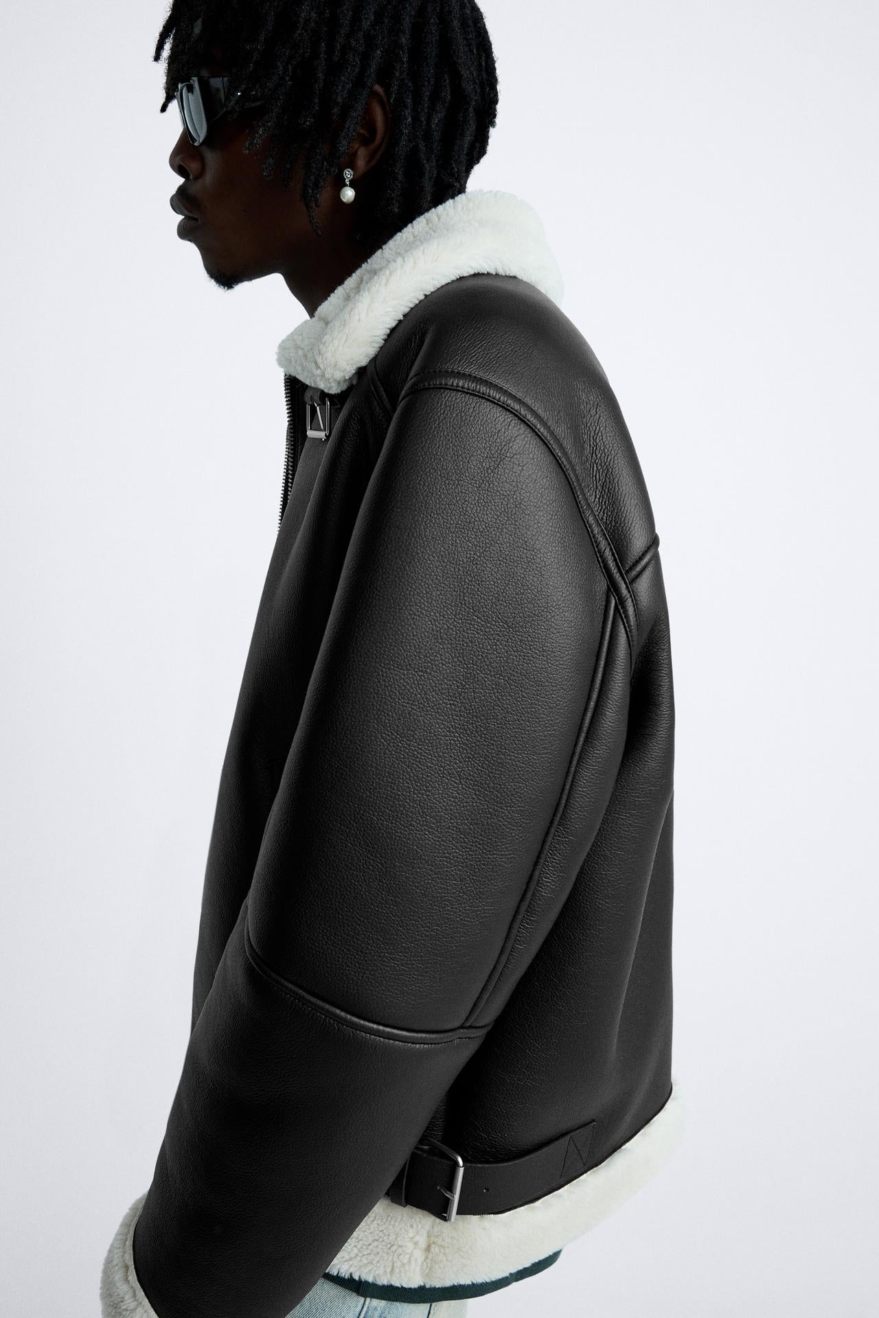 Jacket zara leather&fur Balck