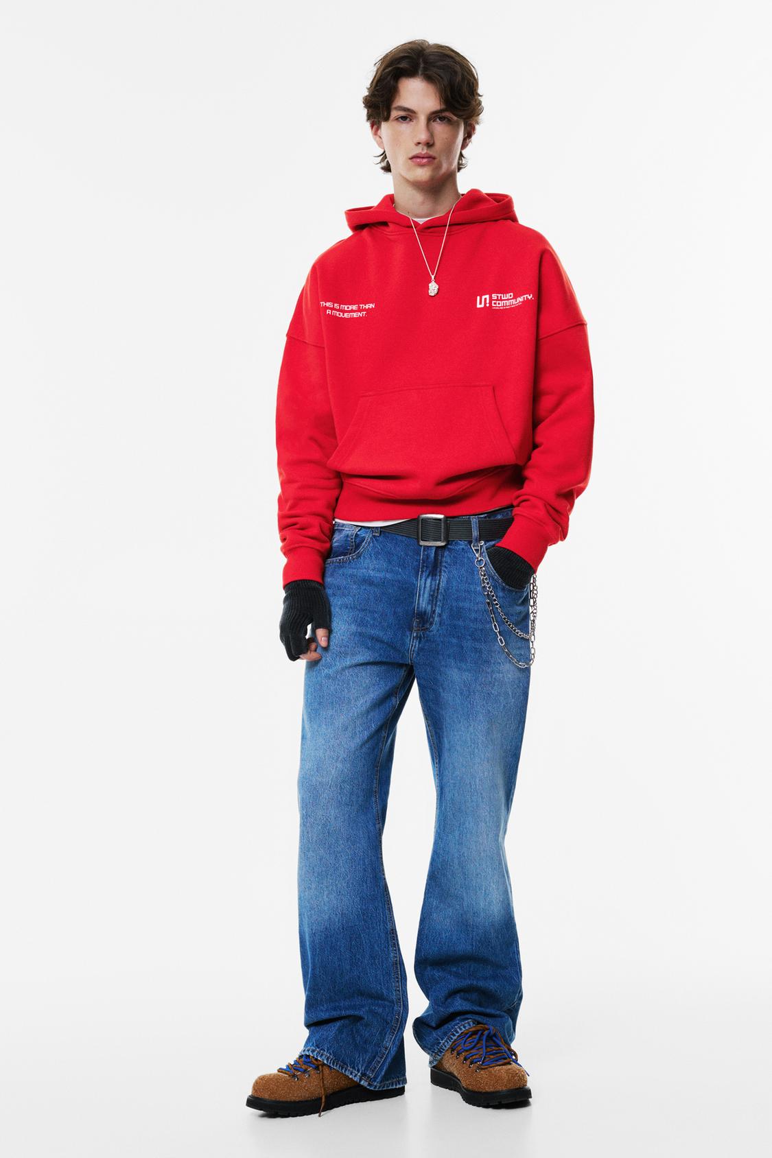 Pull&Bear Stwd hoodie in red