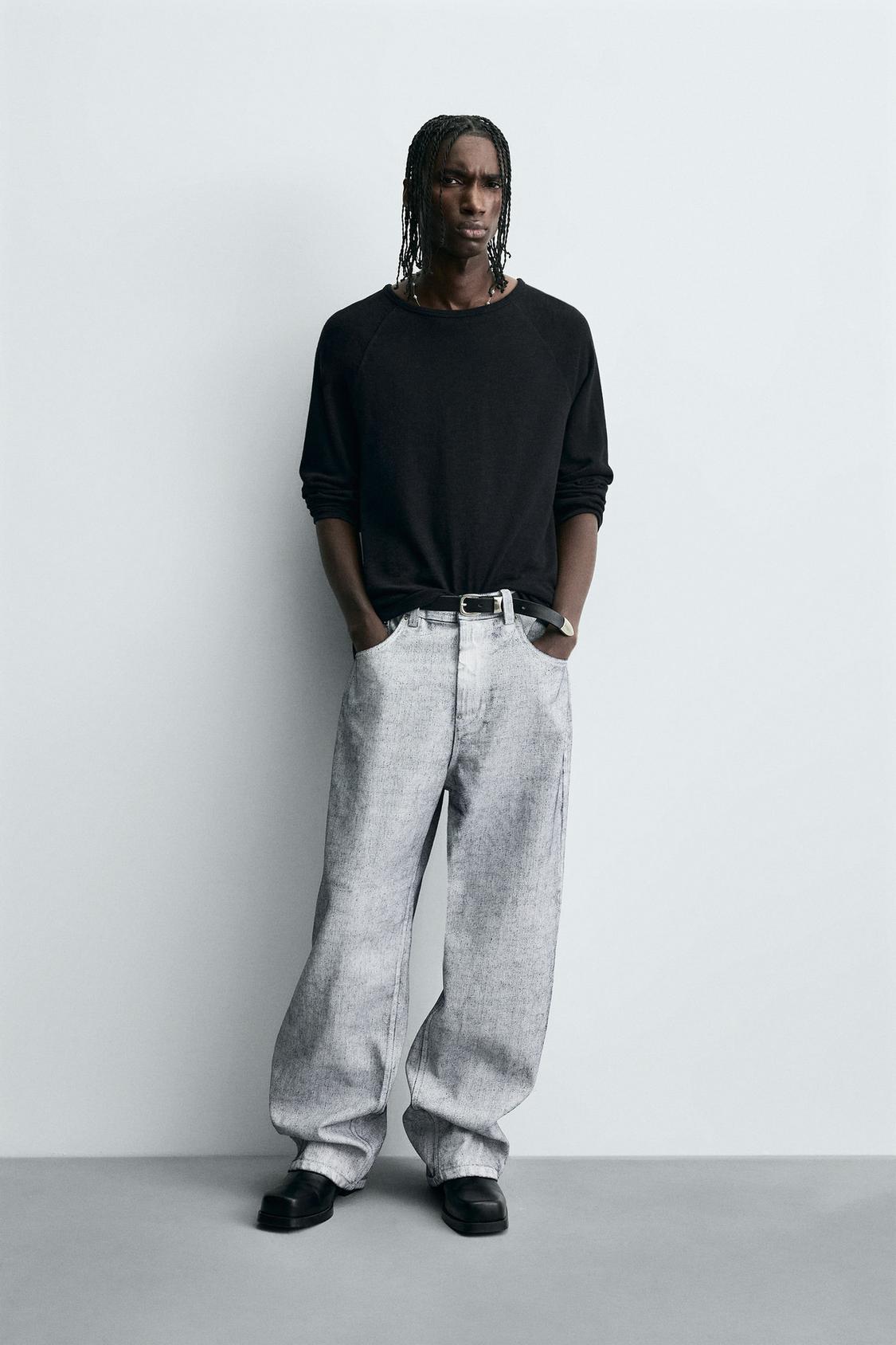 ZARA WAXED FINISH BAGGY FIT JEANS