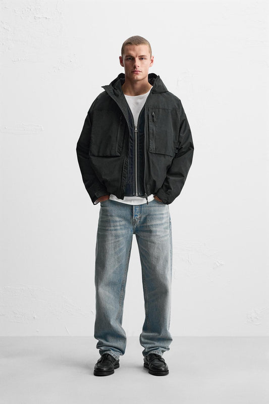 ZARA WATER-REPELLENT HOODED JACKET