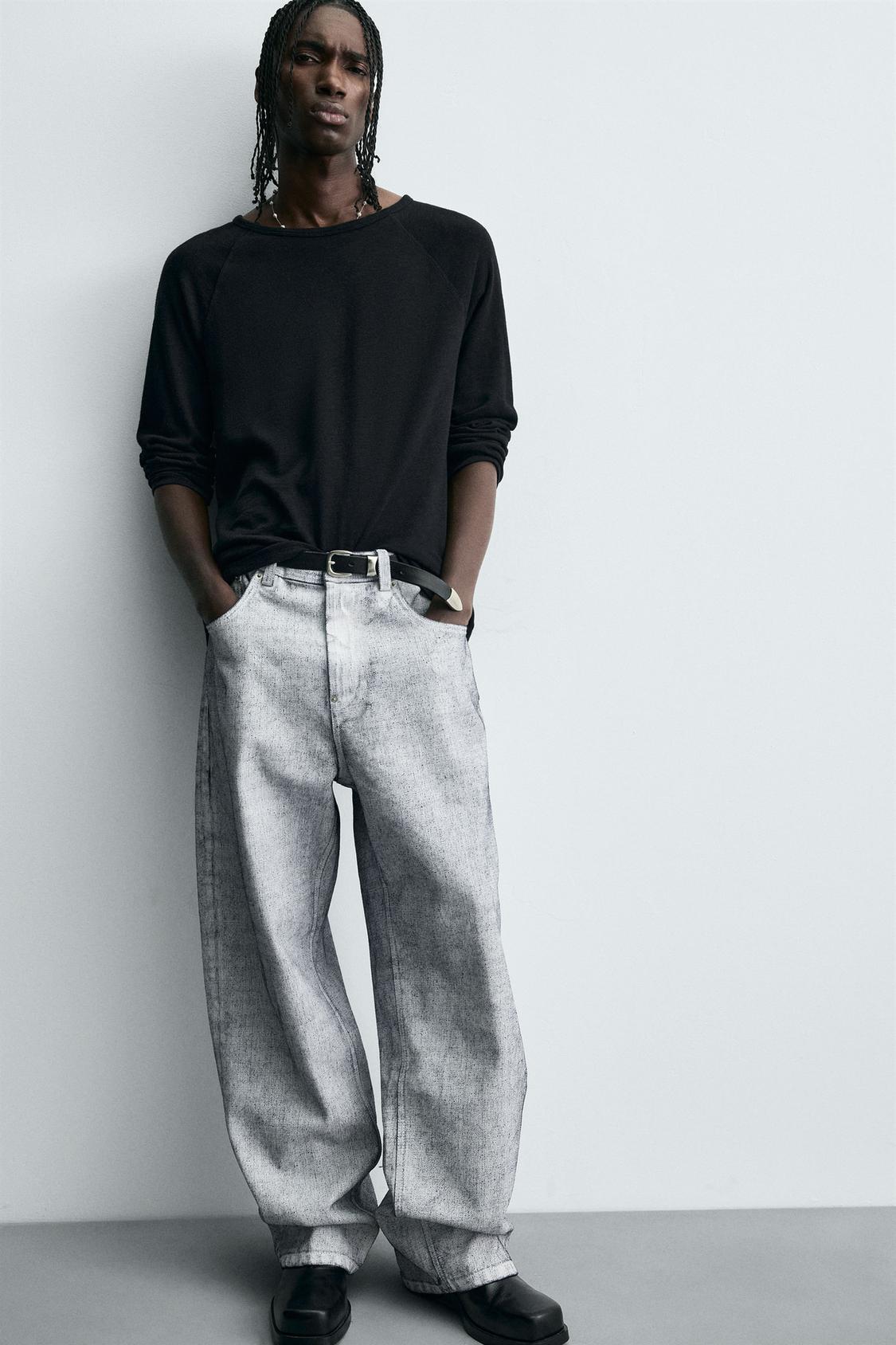 ZARA WAXED FINISH BAGGY FIT JEANS