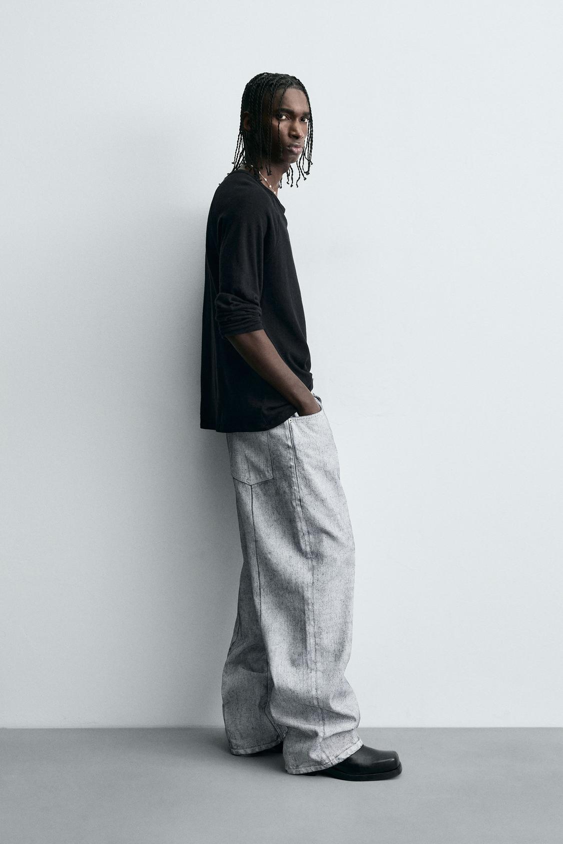 ZARA WAXED FINISH BAGGY FIT JEANS