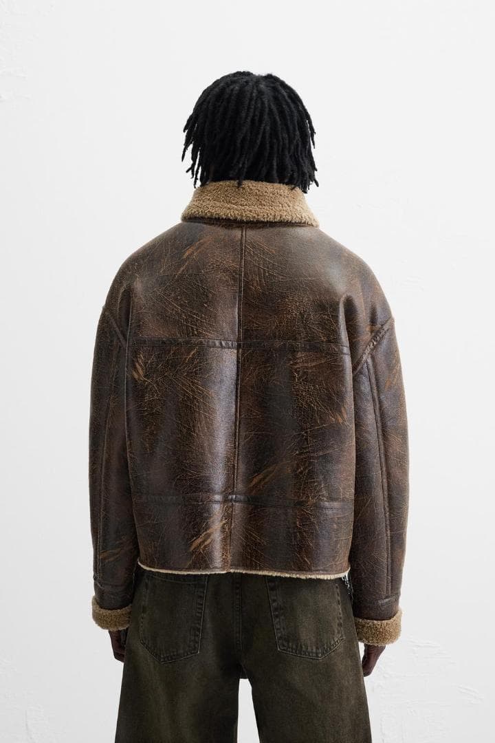 ZARA LEATHER DOUBLE FACED JACKET