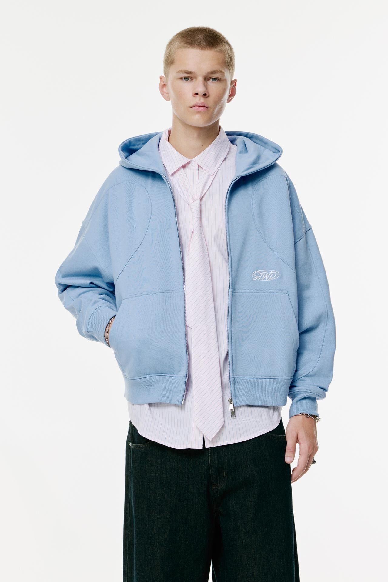 PULL&BEAR SWEATER BABY BLUE ZIPPER