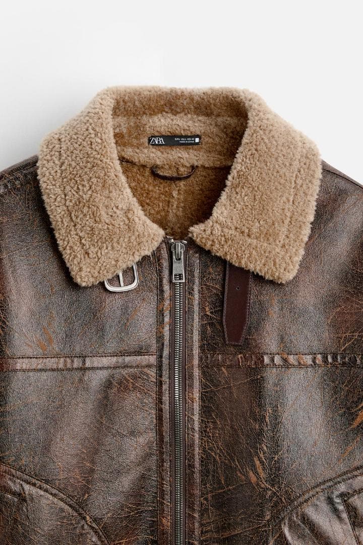 ZARA LEATHER DOUBLE FACED JACKET