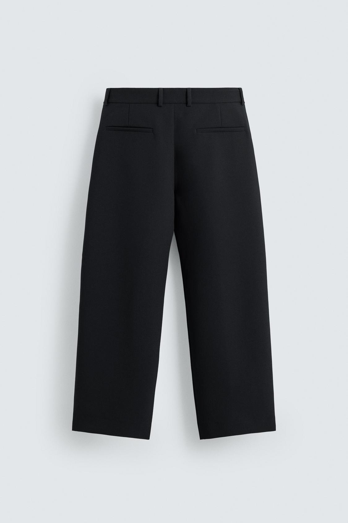 ZARA RELAXED FIT PLEATED TROUSER _ BLACK