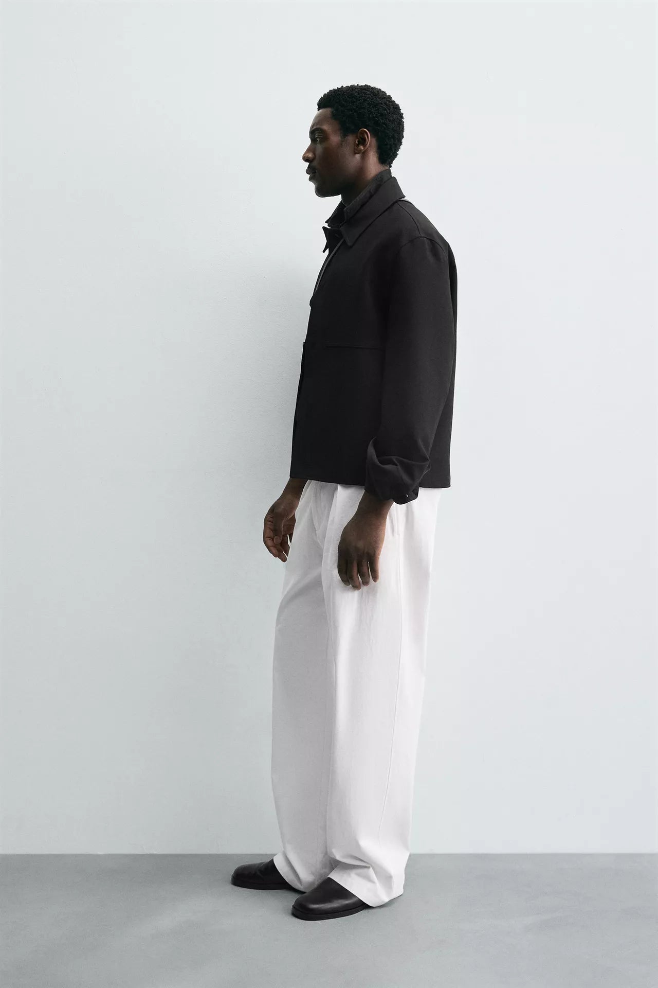 ZARA BOXY FIT OVERSHIRT_BLACK