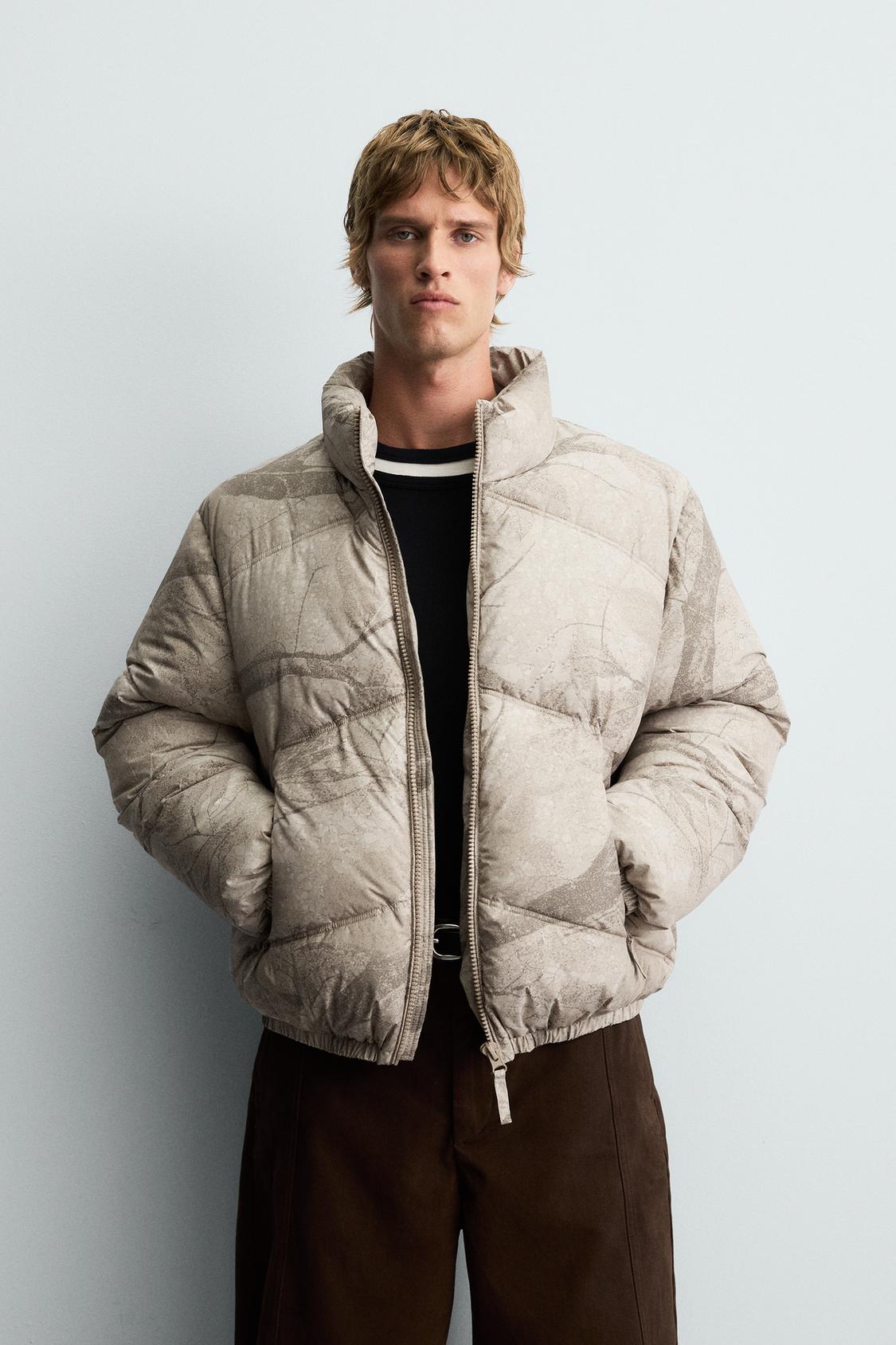 ZARA ABSTRACT PRINT PUFFER JACKET