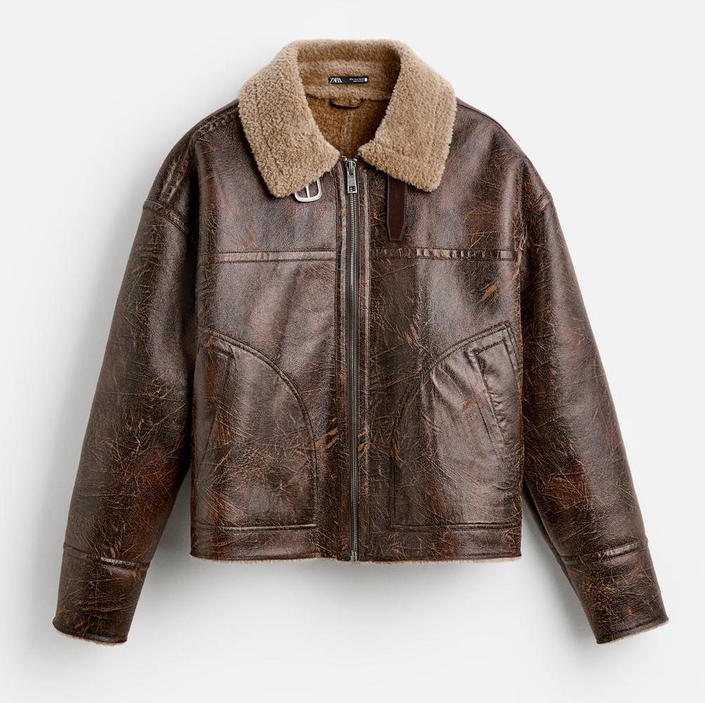 ZARA LEATHER DOUBLE FACED JACKET