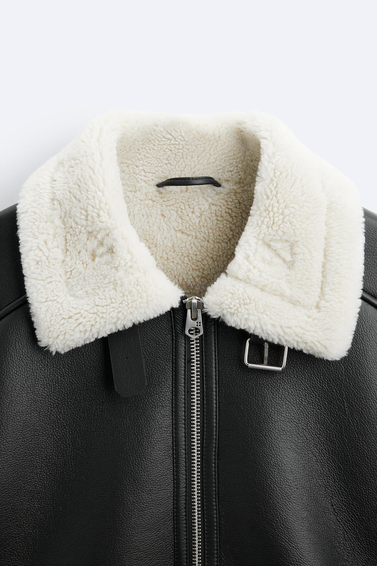 Jacket zara leather&fur Balck