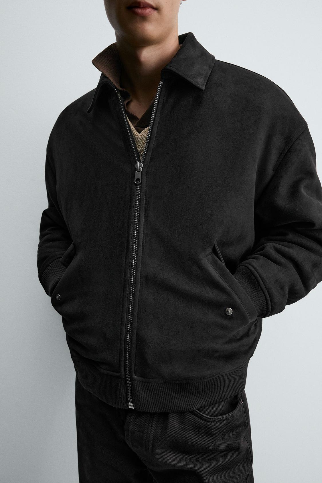 FAUX SUEDE QUILTED JACKET