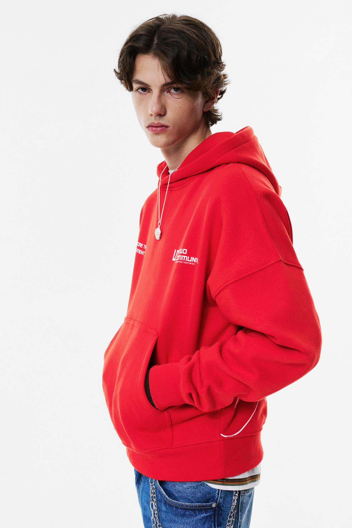 Pull&Bear Stwd hoodie in red