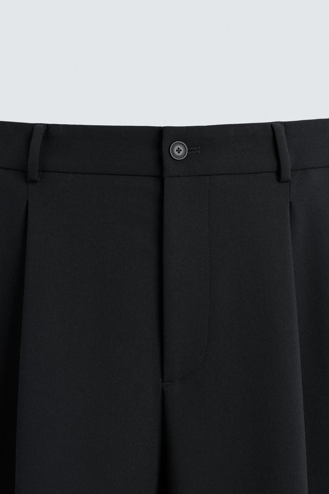 ZARA RELAXED FIT PLEATED TROUSER _ BLACK