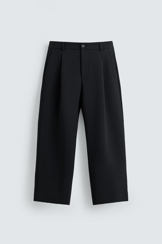 ZARA RELAXED FIT PLEATED TROUSER _ BLACK