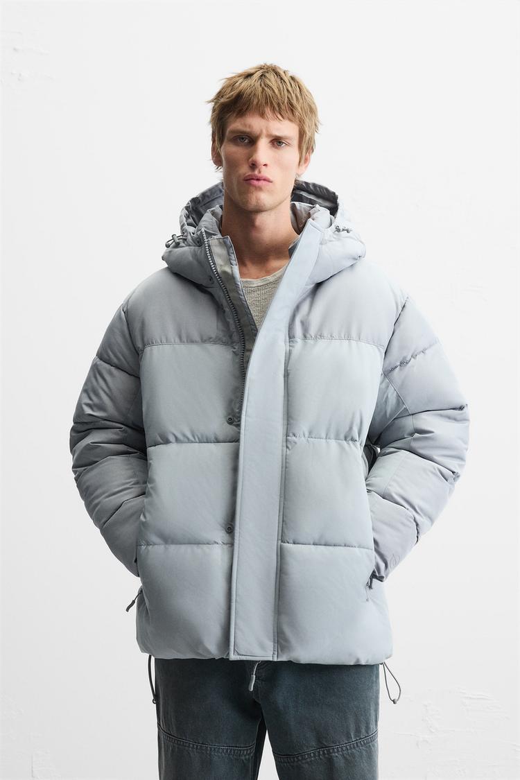 Zara men's puffy hooded jacket