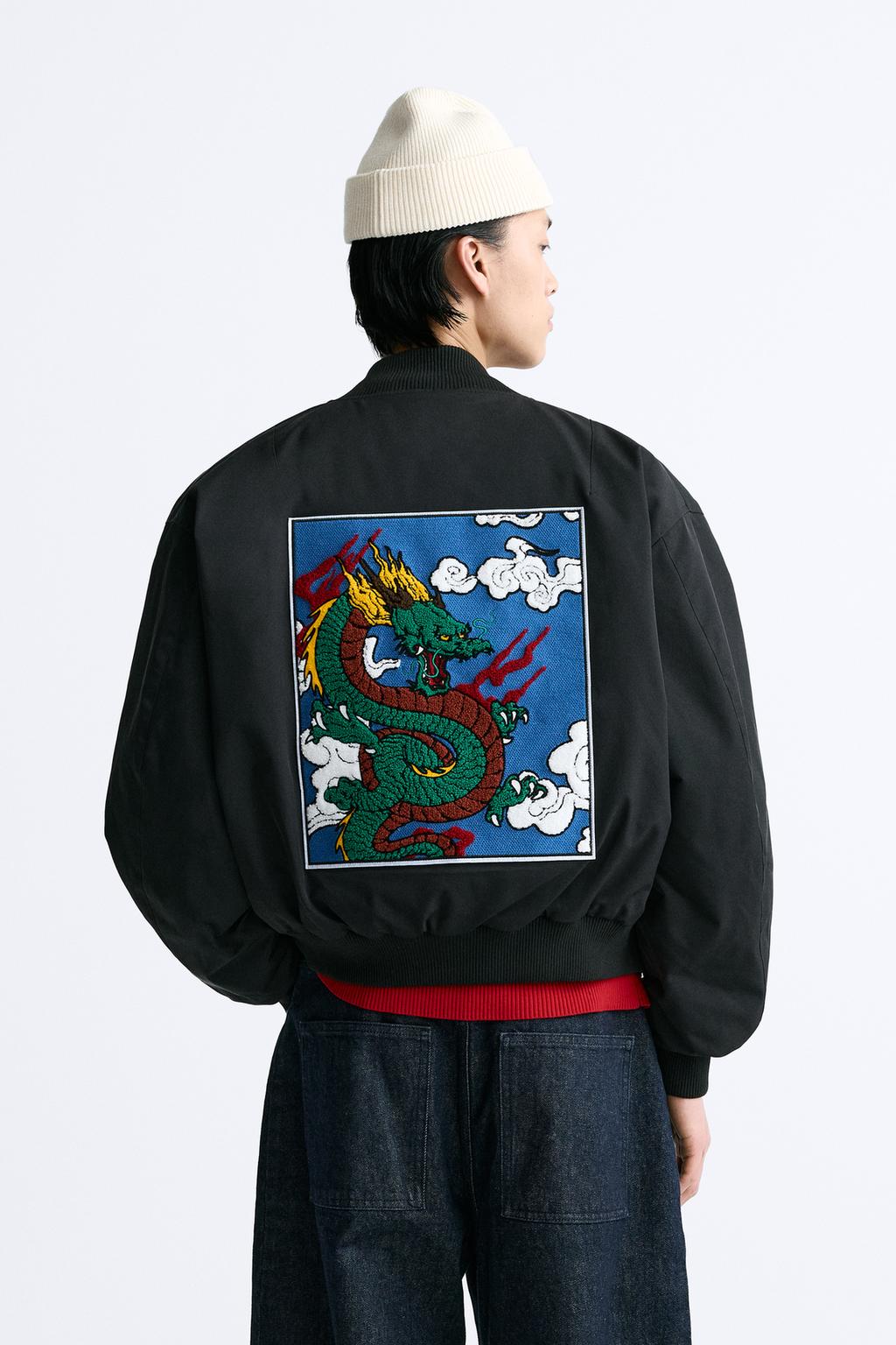 ZARA BOMBER JACKET WITH DRAGON PATCH