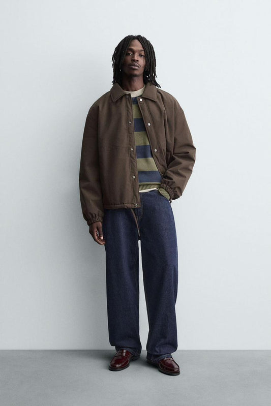 ZARA TECHNICAL QUILTED JACKET _ BROWN