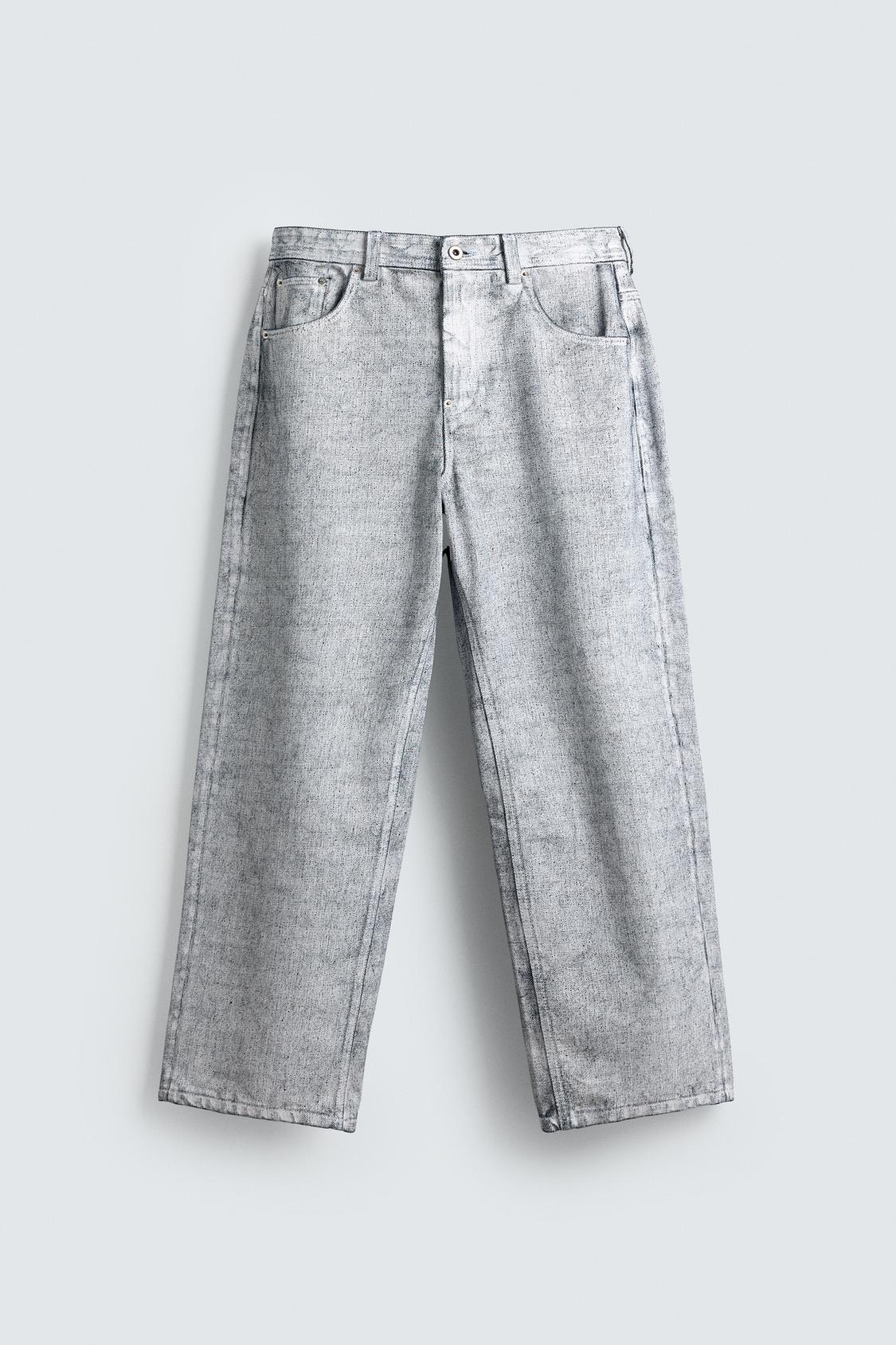 ZARA WAXED FINISH BAGGY FIT JEANS