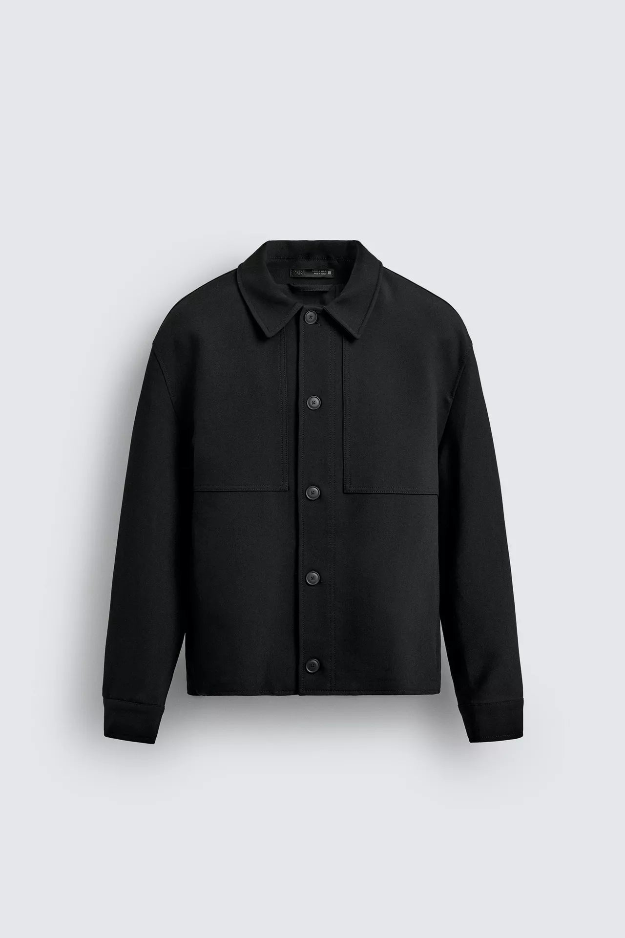 ZARA BOXY FIT OVERSHIRT_BLACK