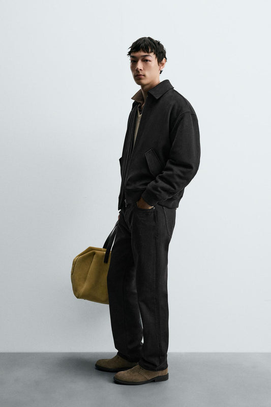 FAUX SUEDE QUILTED JACKET