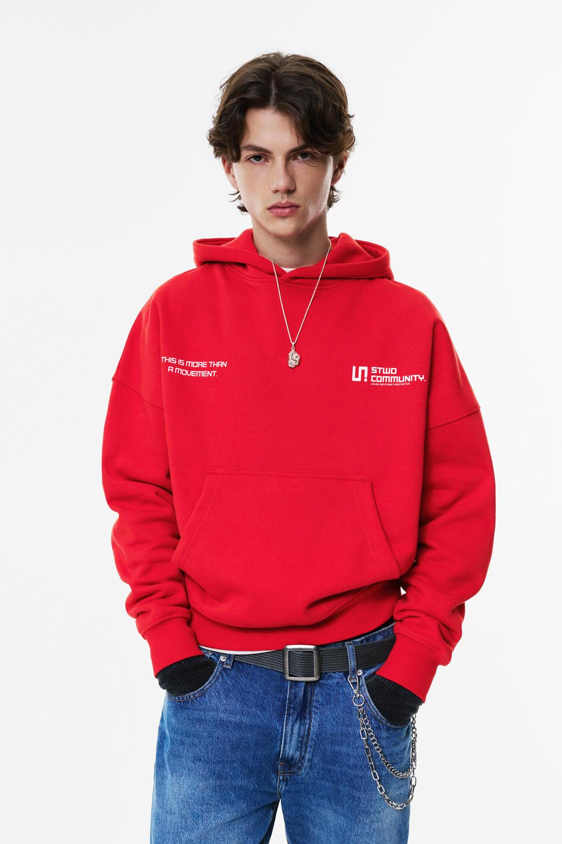 Pull&Bear Stwd hoodie in red