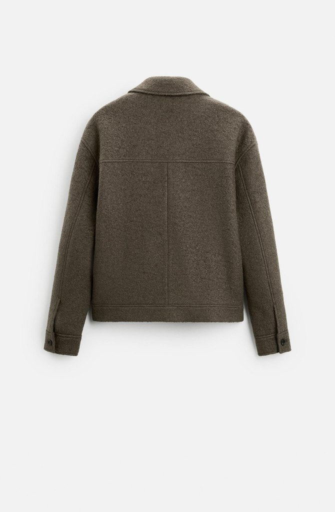 Zara Boucle Textured Jacket Light Khaki Men