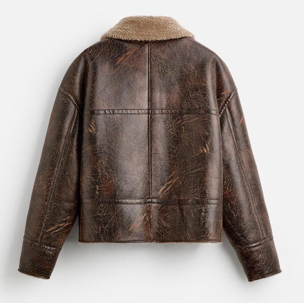 ZARA LEATHER DOUBLE FACED JACKET