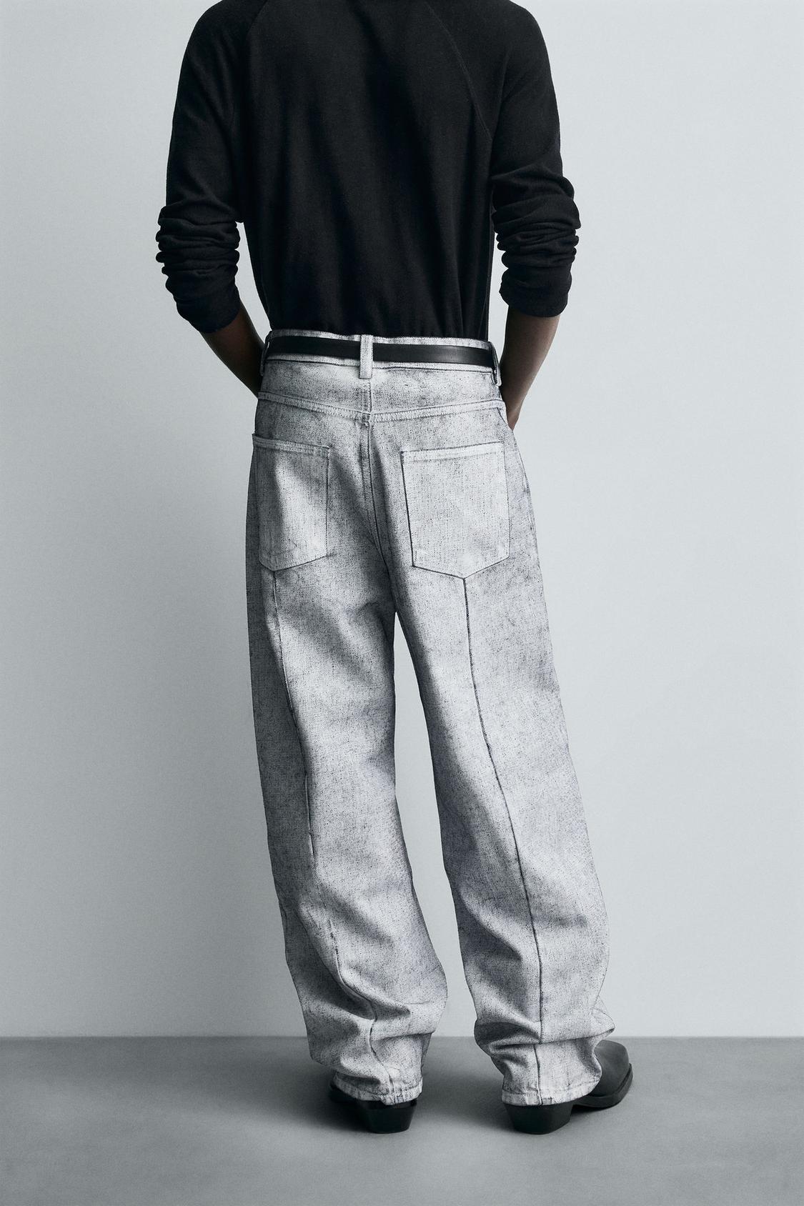 ZARA WAXED FINISH BAGGY FIT JEANS