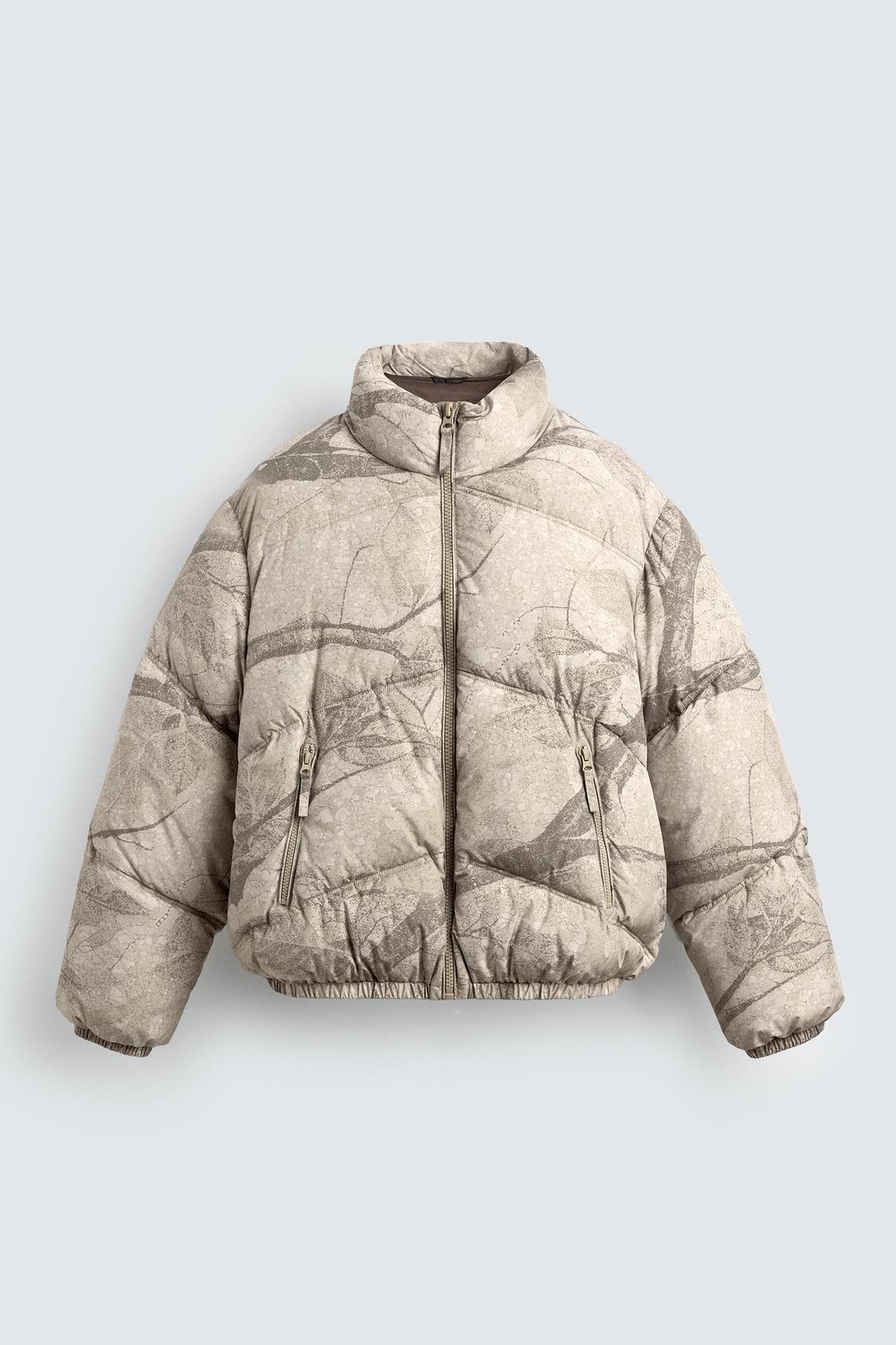 ZARA ABSTRACT PRINT PUFFER JACKET
