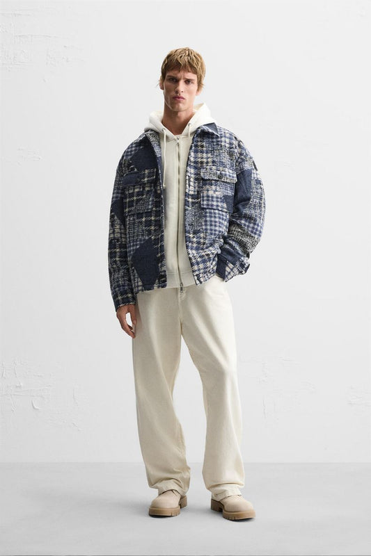 Zara patchwork shirt jacket