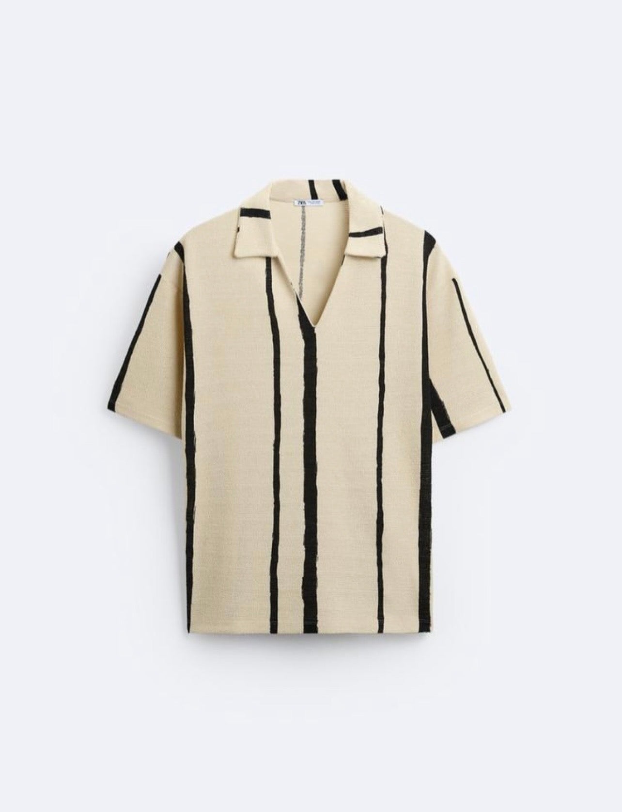 ZARA STRIPED KNIT POLO T-SHIRT